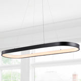 Nolan 38.75" Modern Bohemian Iron Linear Integrated LED Pendant, Black