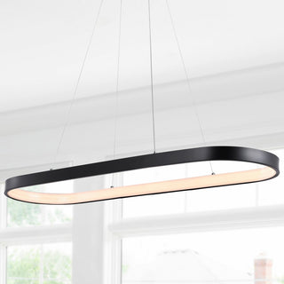 Nolan 38.75" Modern Bohemian Iron Linear Integrated LED Pendant, Black