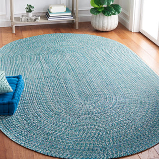 Safavieh Braided BRA201 Rug Machine-Washable, Teal/Green, 3'x5' Oval
