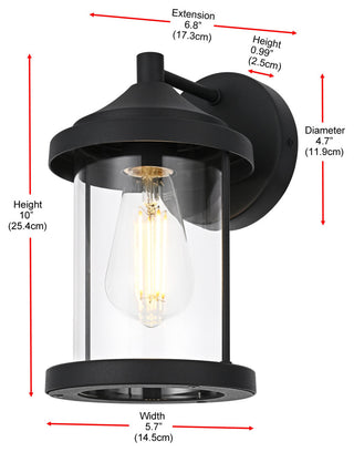 Home Living 6" Outdoor Wall Sconce, Black