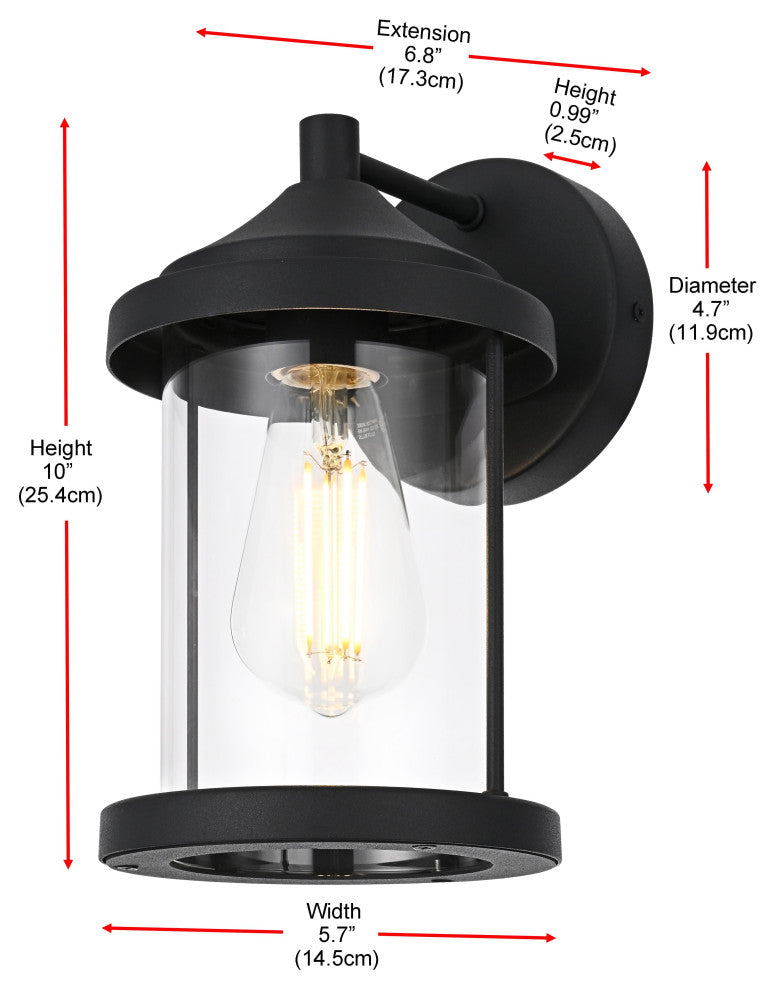 Home Living 6" Outdoor Wall Sconce, Black
