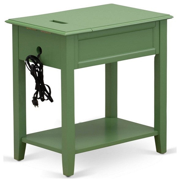 Bedroom Nightstand, 1 Wooden Drawer, Clover Green Finish