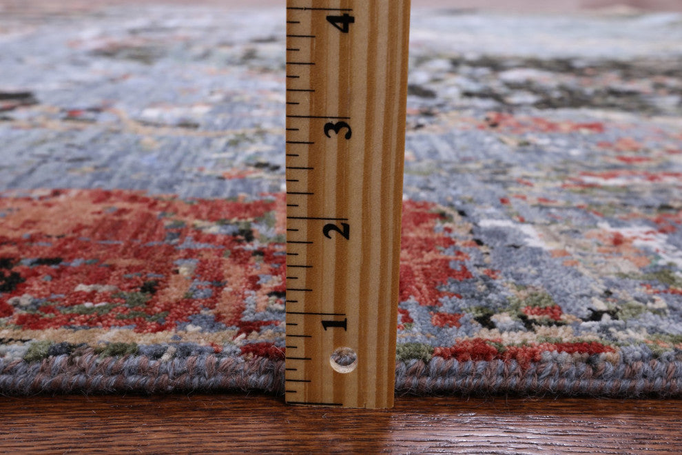 6' 1" X 9' 1" Wool and Silk Bridge Design Hand Knotted Rug Q7192
