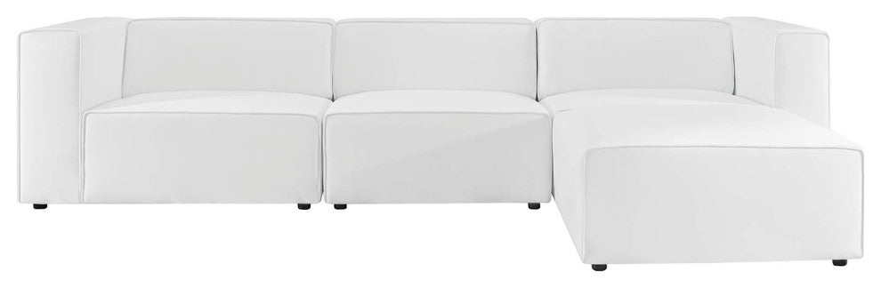 Sectional Sofa Set, Faux Vegan Leather, White, Modern, Living Lounge Hospitality