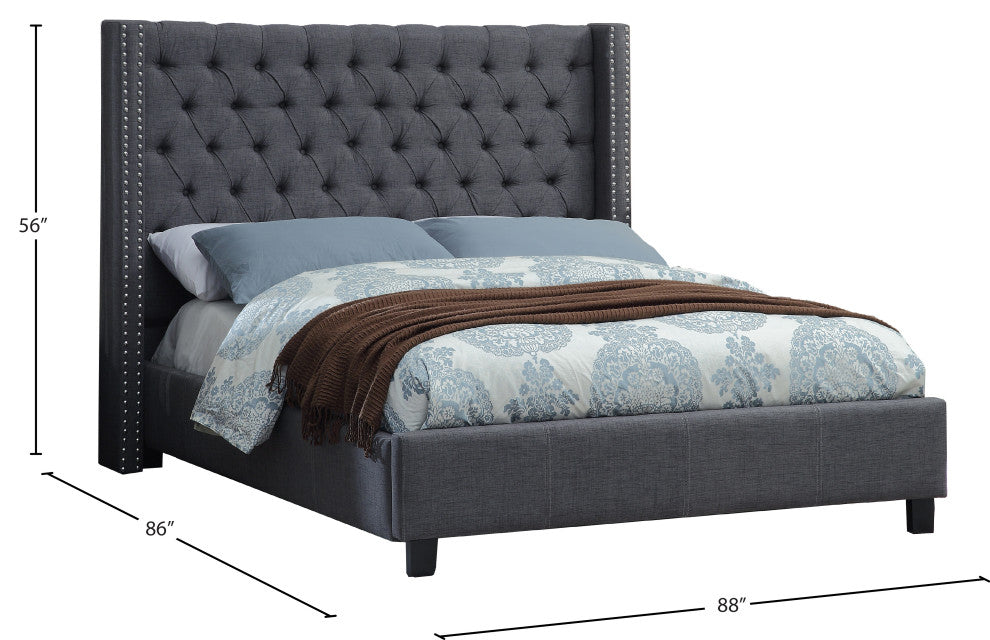 Ashton Linen Bed, Gray, King