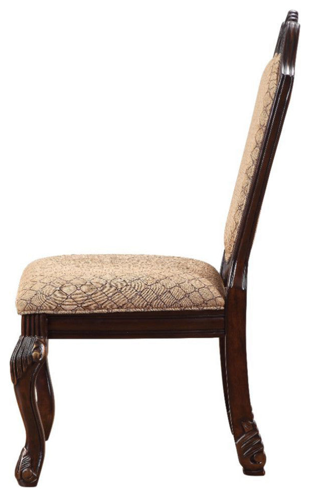 Set of 2 Upholstered Side Chair, Brown/Espresso Finish
