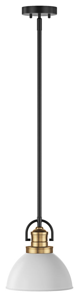 Modern 1-Light Dome Pendant Light Fixture With White Glass Shade