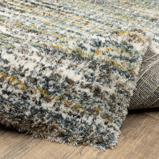 Greer Modern Distressed Gridwork Green/ Blue Area Rug, 6'7" x 9'6"