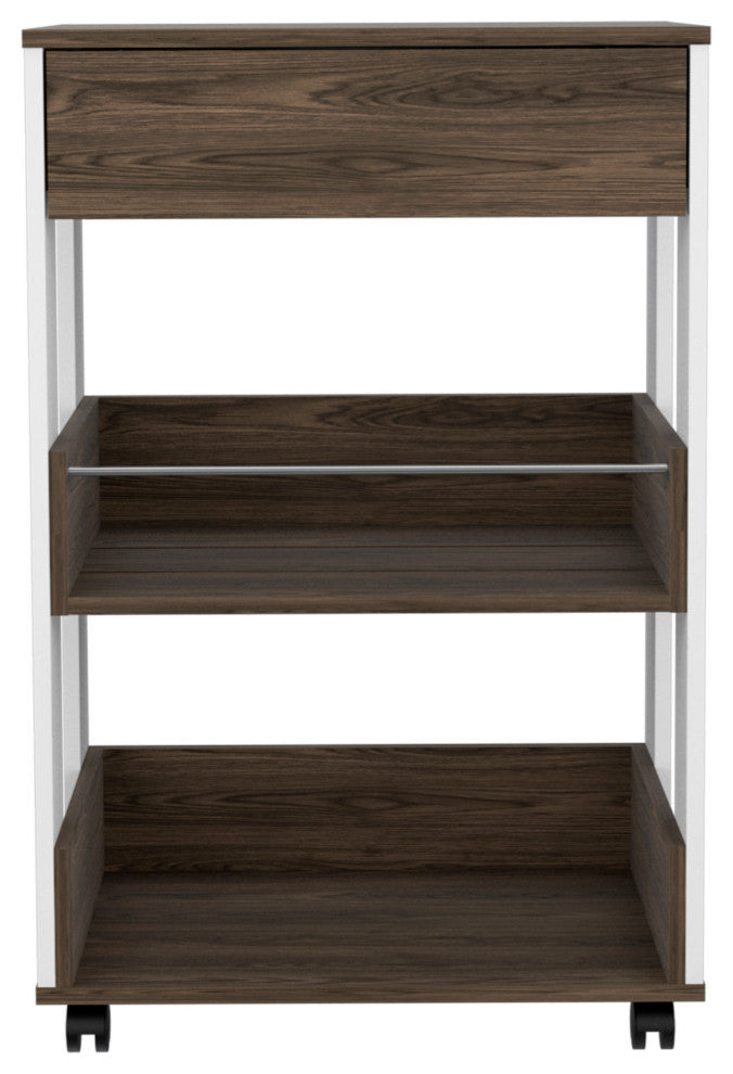 Dundee Kitchen Cart/White, White/Dark Walnut
