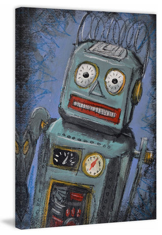 "Awkward Robot" Painting Print on Wrapped Canvas, 20"x30"