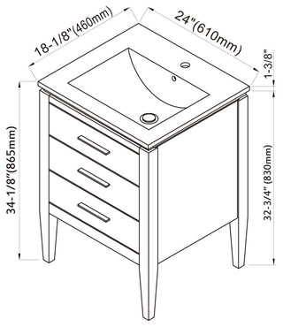 Grace 24" Single Bathroom Vanity Set, Black With Chrome Trim