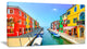 Colorful Burano Island Canal Venice, Extra Large Landscape Canvas Art, 32"x16"