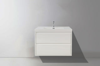 MOM Wall Mounted Vanity, Glossy White, 30", Single Sink, Wall Mount