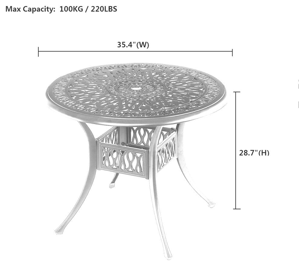 All-Weather 5-Piece Patio Bistro Table Set With Umbrella Hole Black