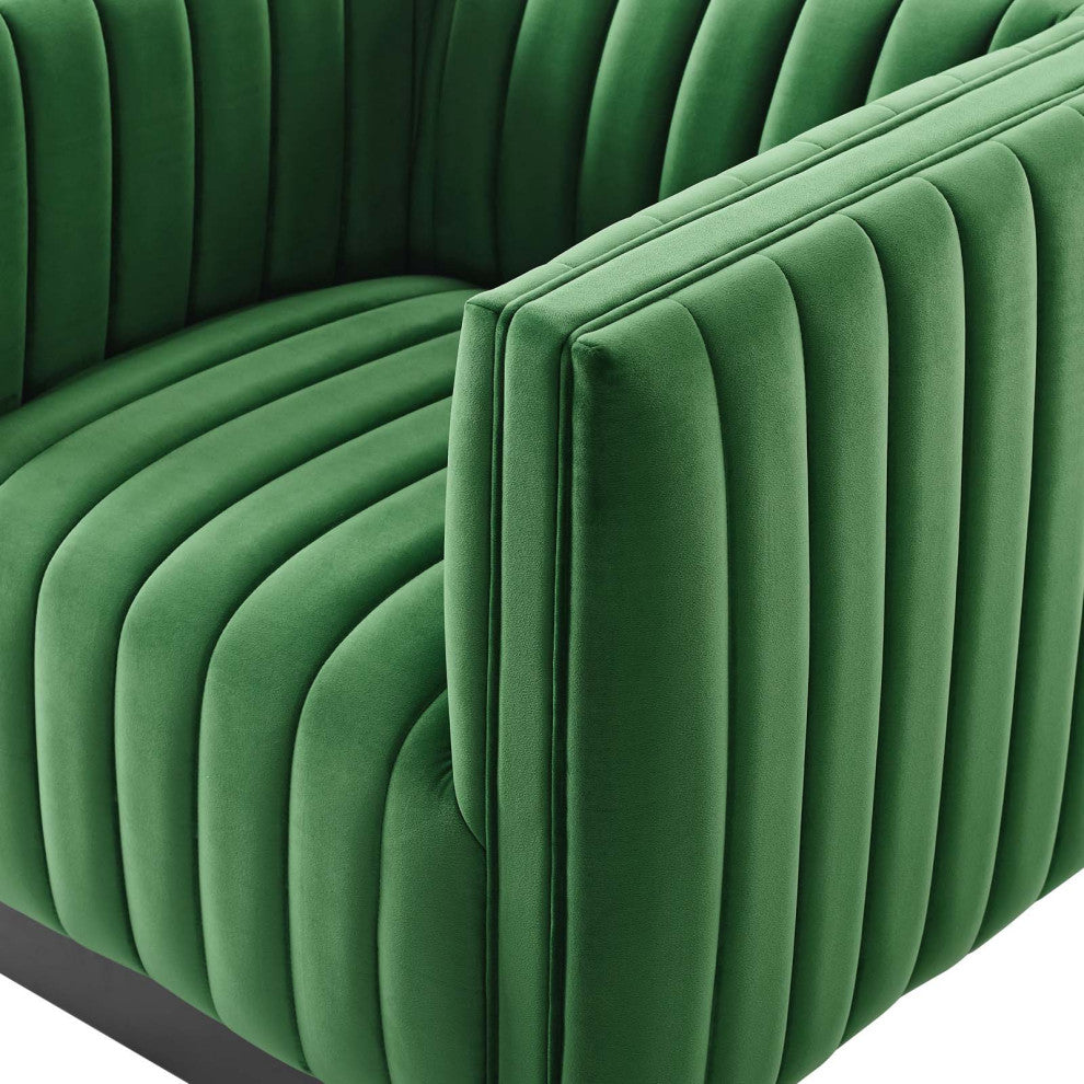 Tufted Armchair Accent Chair, Velvet, Green, Modern, Living Lounge Hospitality