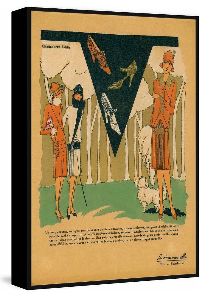 "Walking the Dog" Floater Framed Painting Print on Canvas, 12"x18"