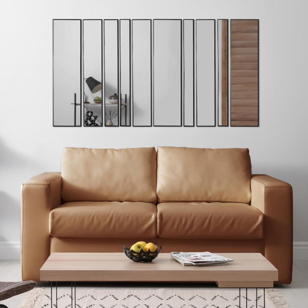 Black Metal Framed 10 Piece Accent Mirror Variety Set