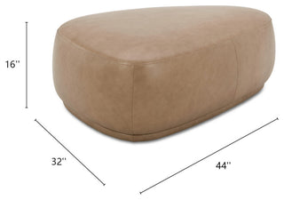 Pebble 44" Rounded Triangle Cocktail Ottoman, Tuscan Tan Brown Top Grain Leather