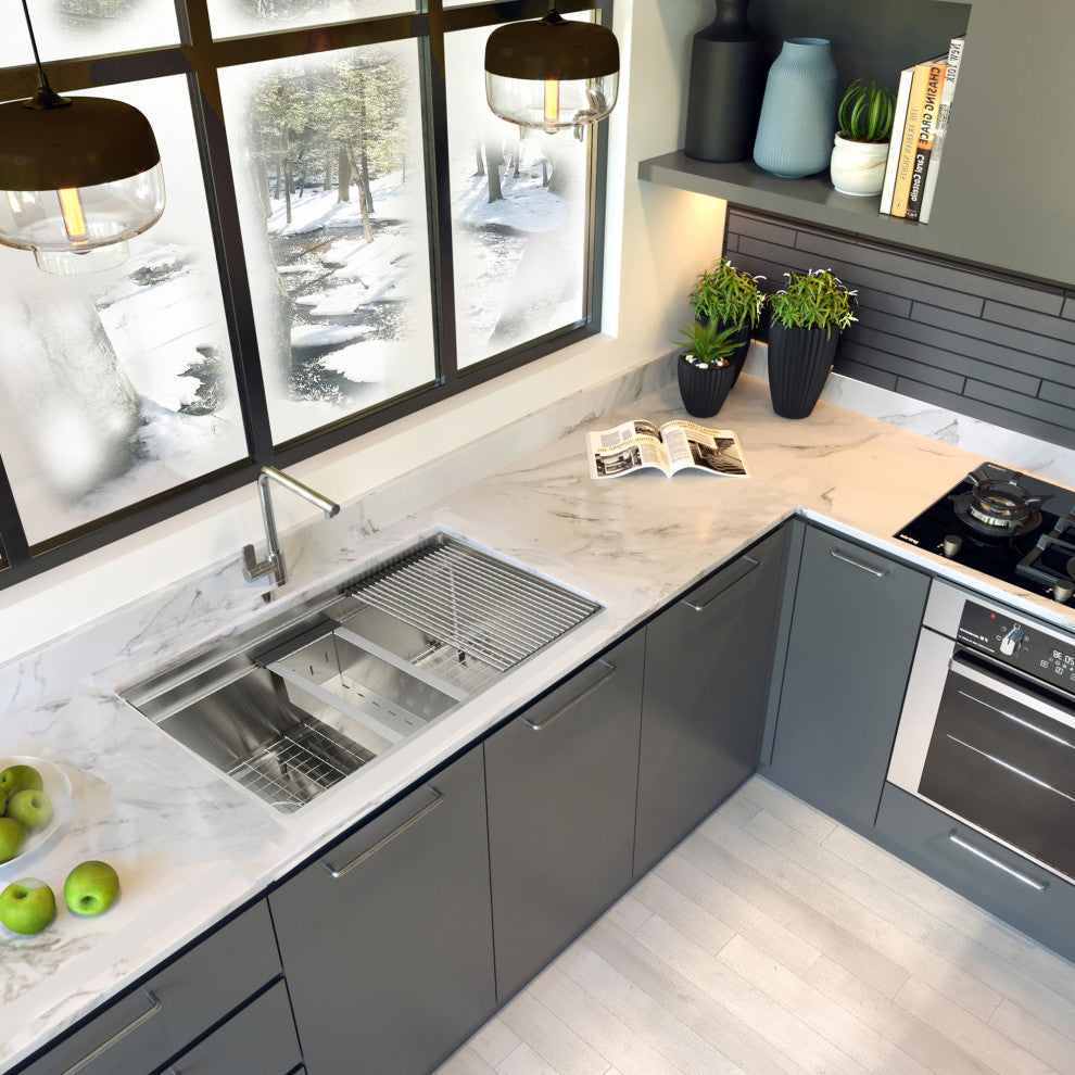Nantucket Sinks' SR-PS-3220-OSD Prep-Station Kitchen Sink