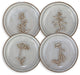 5" Round Dish, Reactive Glaze, 4 Flower Design Styles, Cream, Brown, Set of 12