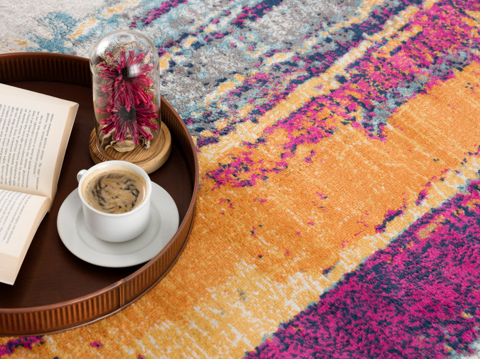 Rug Branch Mid-Century Modern Purple Orange Indoor Area Rug - 8''x10''