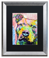 'Thoughtful Pittbull II' Silver Framed Canvas Art by Dean Russo