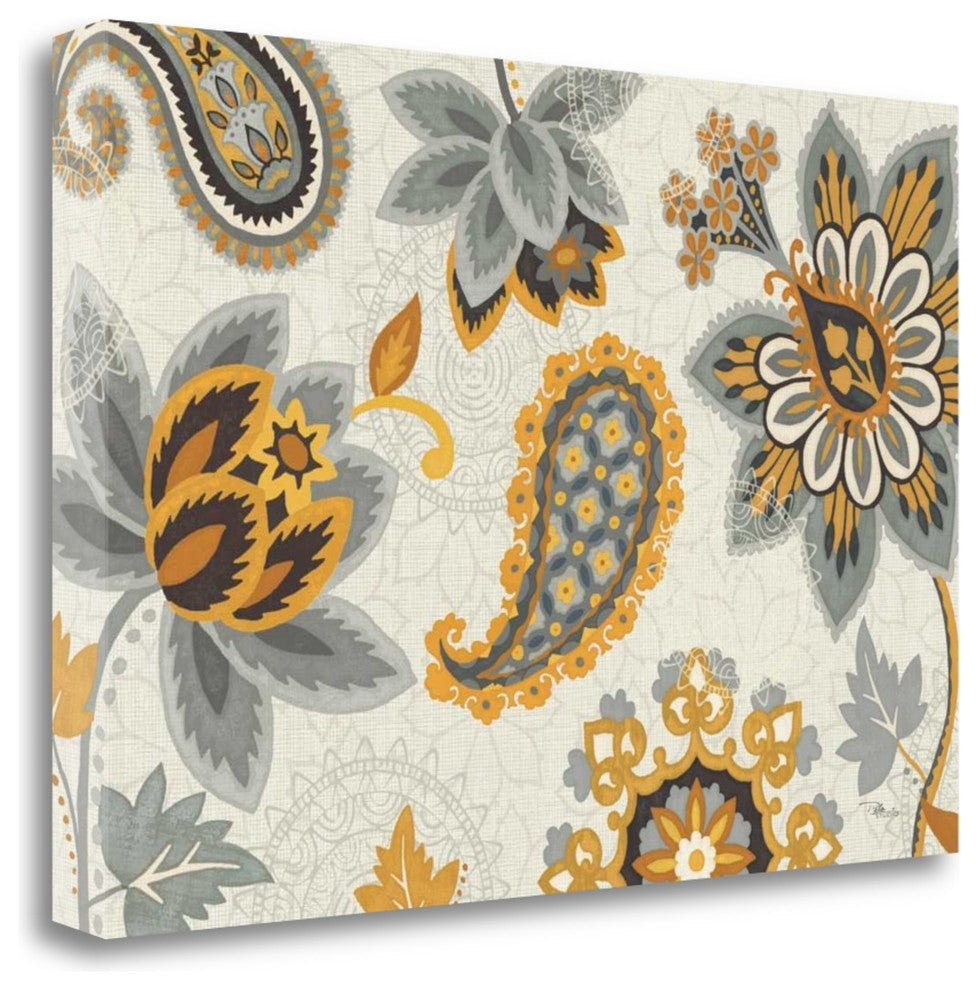 "Decorative Nature I Yellow Gray Cream" By Pela Studio, Gallery Wrap Canvas