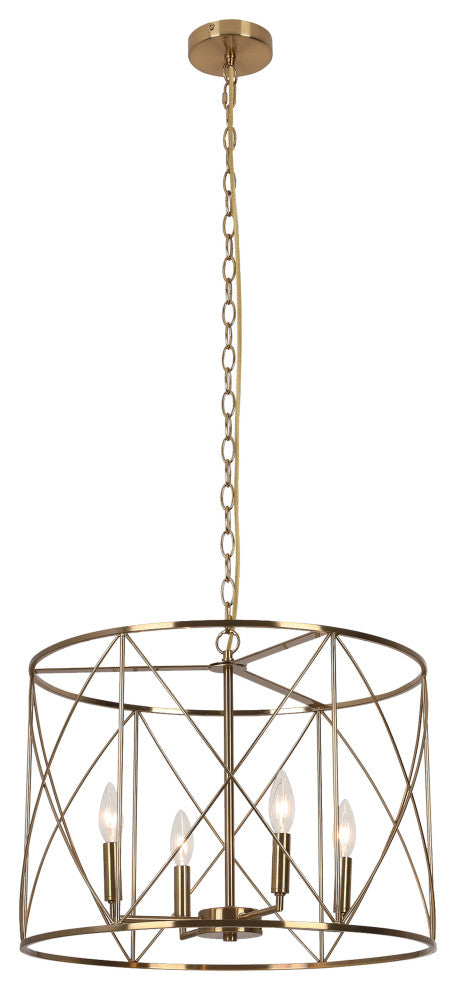 Calah 4 Light Chandelier, Incandescent, Aged Brass