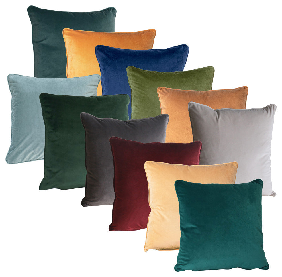 Sonora Plush Velvet 20x20 Square Throw Pillow, Emerald Green