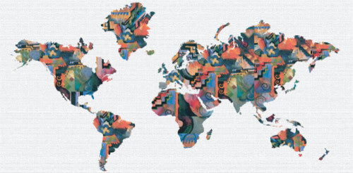 Studio Map Mural, Macke Composition, Wallpaper, 3 Panels, 107"x52"