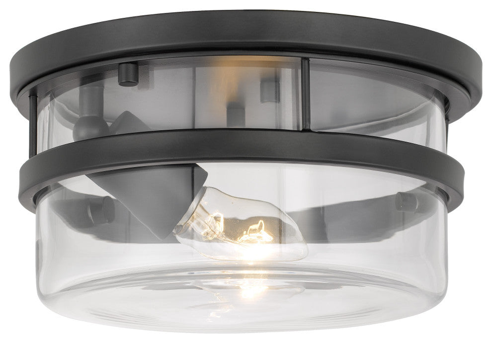 Kenmore 1-Light Black Finish Flush Mount 9.88"x9.88"x5"