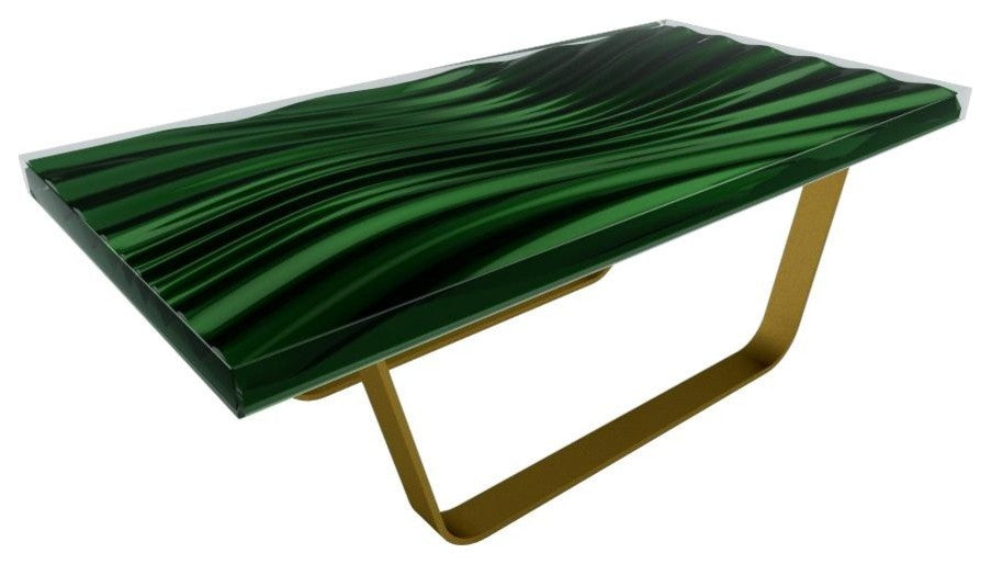 Modern Wave Coffee Table, Dark Grey_Metal Profile_Chrome
