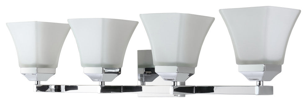 Staunton 1-Light Iron/Glass Modern Cottage LED Vanity Light, Chrome, 4-Light