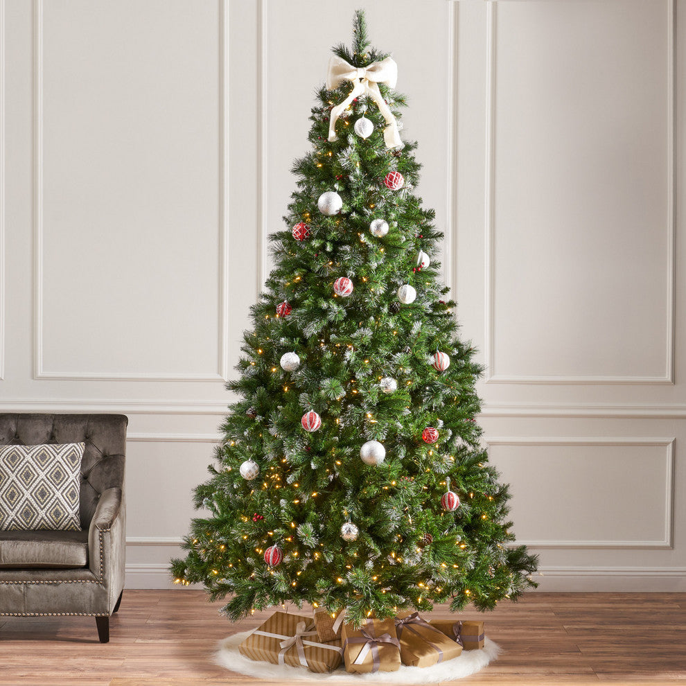 9-foot Mixed Spruce Pre-Lit Clear LED Hinged Artificial Christmas Tree, Clear Le
