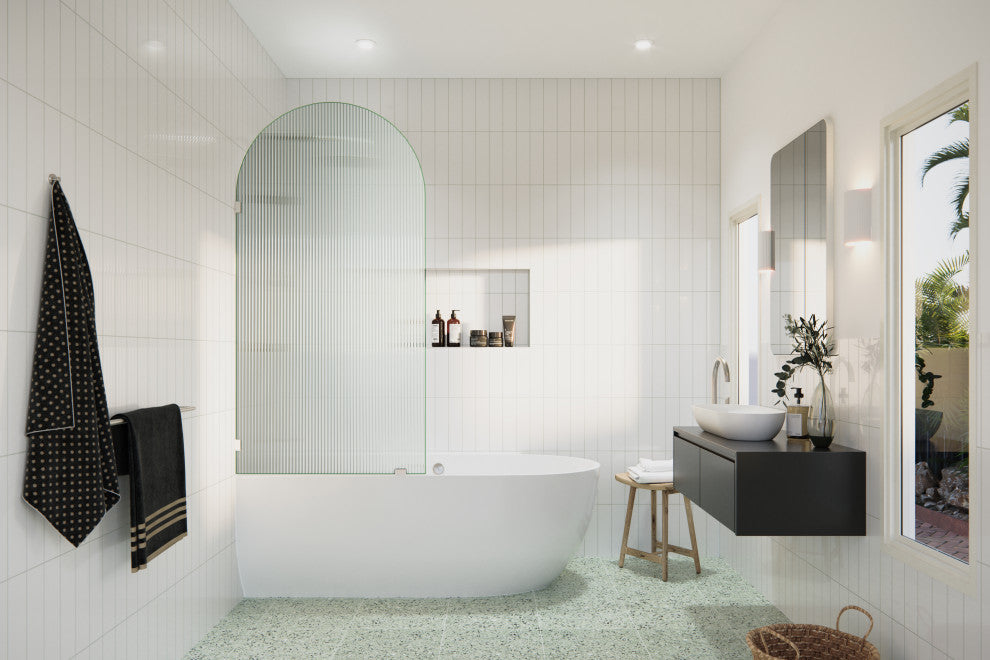 Bathtub Single Fixed Panels, Brushed Nickel