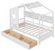 Gewnee  Wooden Twin Size House Bed with 2 Drawers