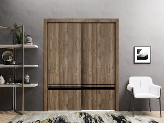 Bypass Doors 72 x 80 | Planum 0012 Walnut with  | Sturdy Rails