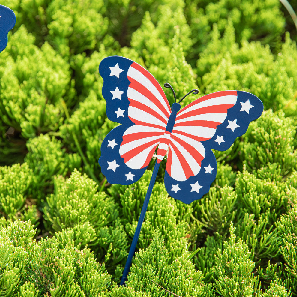 24"H Patriotic Butterflies Yard Stake, 3-Piece Set