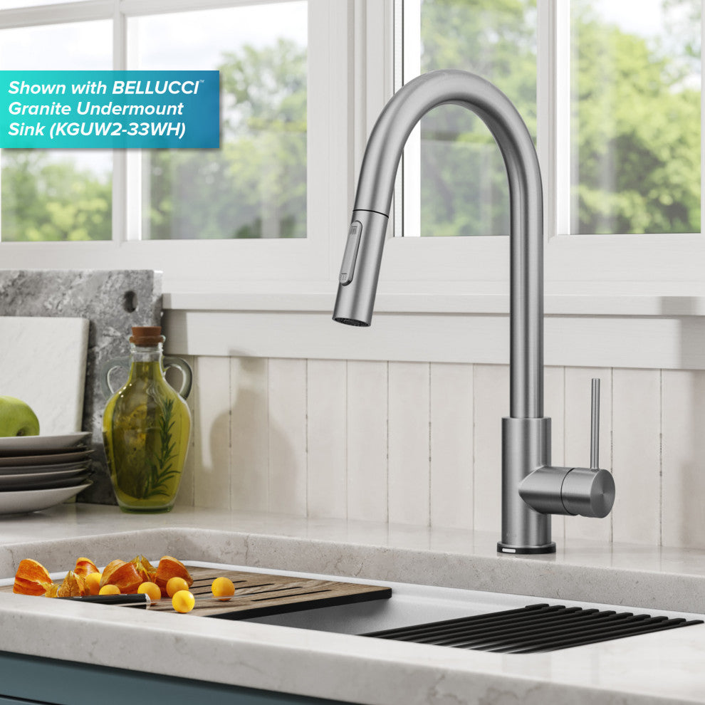 Oletto Pull-Down 1-Hole Kitchen Faucet, Spot Free Stainless Steel