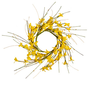 Forsythia Candle Ring With 4.25" Inner Diameter, Set Of 2