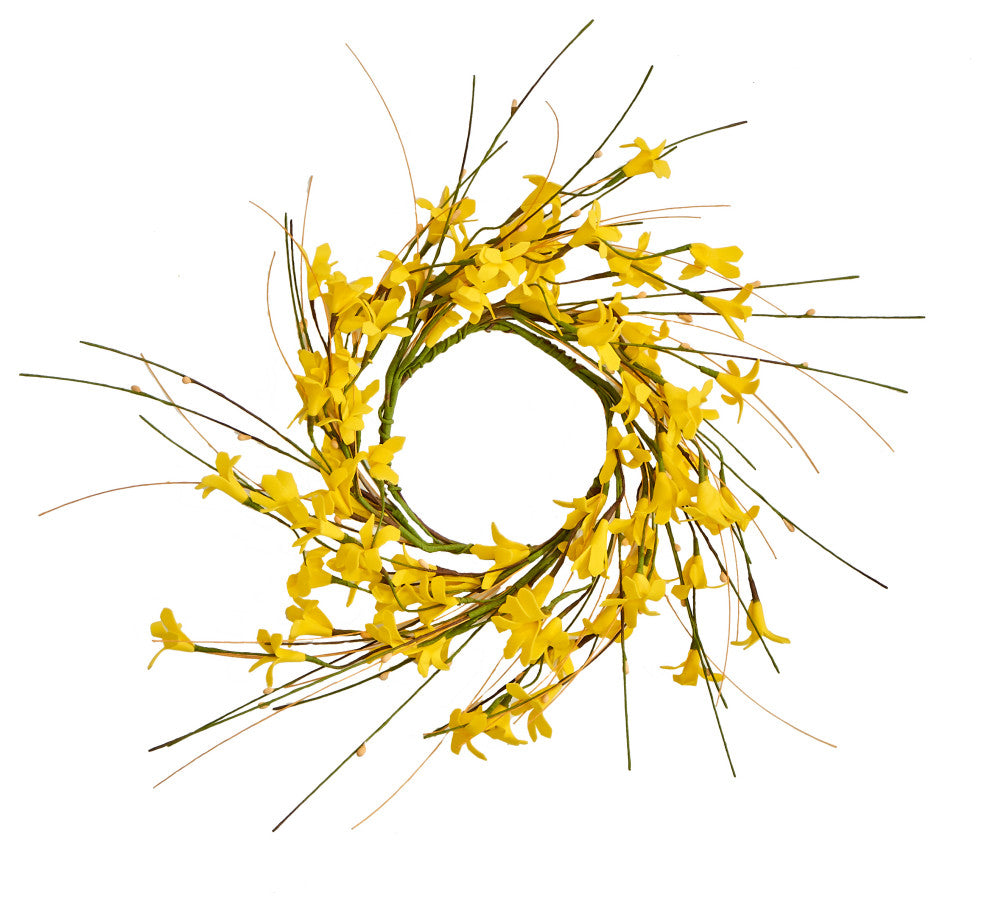 Forsythia Candle Ring With 4.25" Inner Diameter, Set Of 2