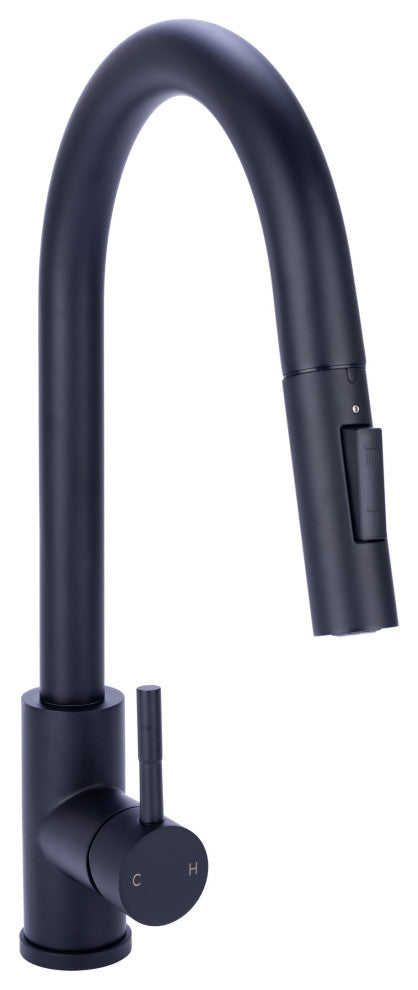 Single Handle Pull Down Sprayer Kitchen Faucet in Matte Black