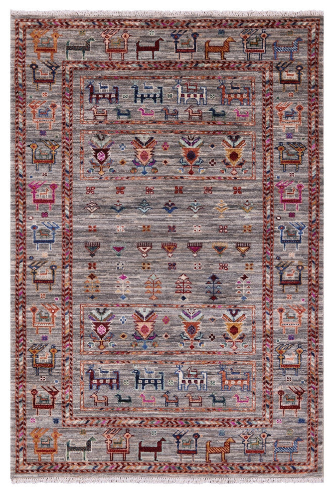 Tribal Persian Gabbeh Handmade Wool Rug 3' 5" X 5' 0" - Q13837