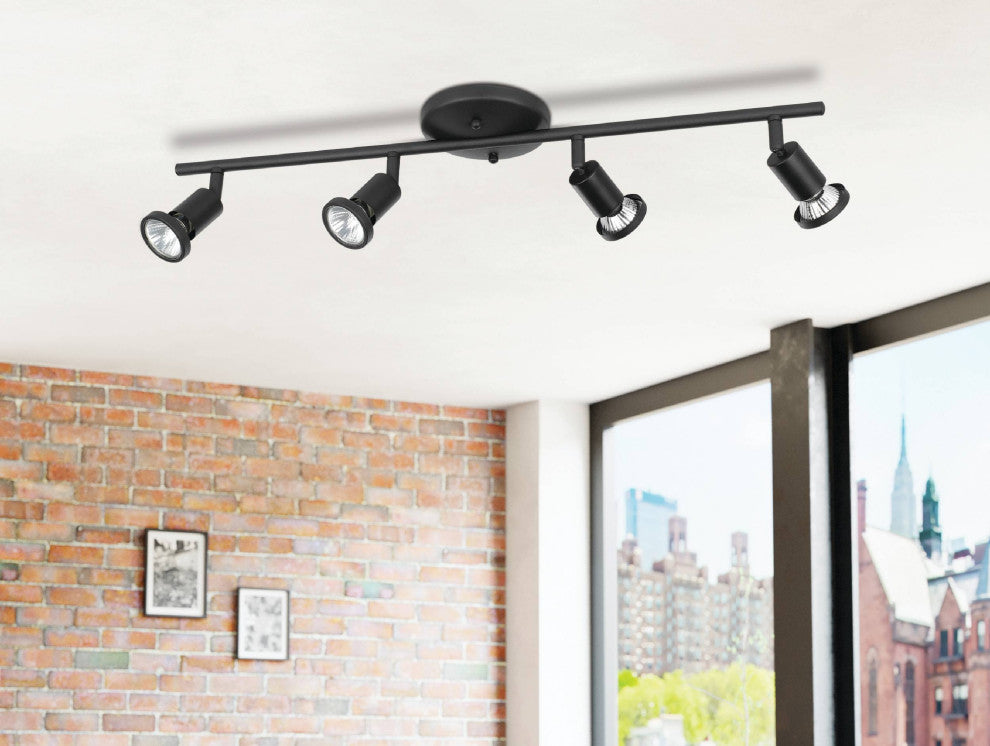 Temendo 4-LIght Fixed Track Light, Structured Black Finish