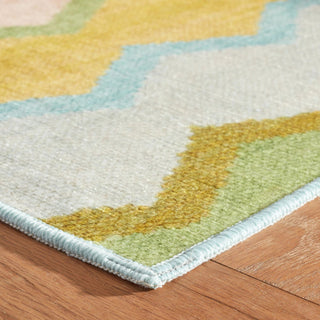 Kit Kemp x Dash & Albert Safety Net Green Machine Washable Rug, Multi, 2' x 3'
