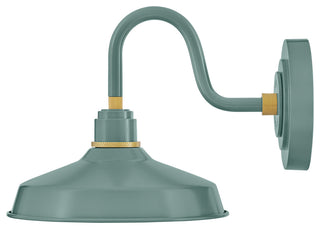 Hinkley Foundry Classic Small 9.5" Gooseneck Barn Light, Sage Green + Brass