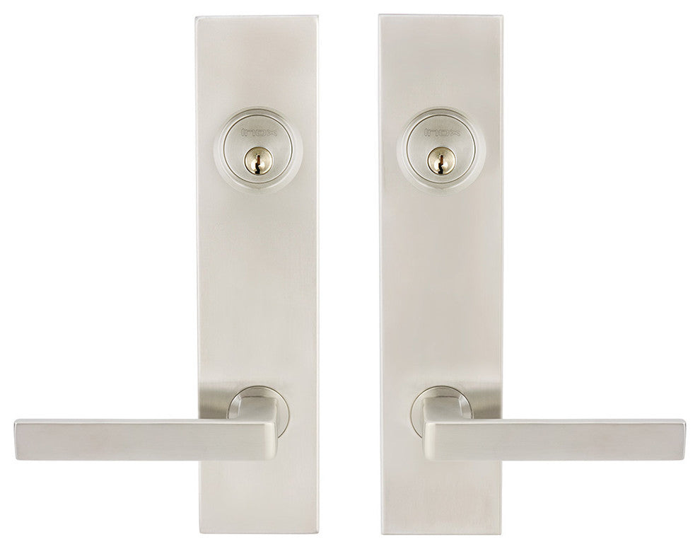 Tokyo Lever, Tubular Entry, Double Cylinder, Satin Stainless Steel