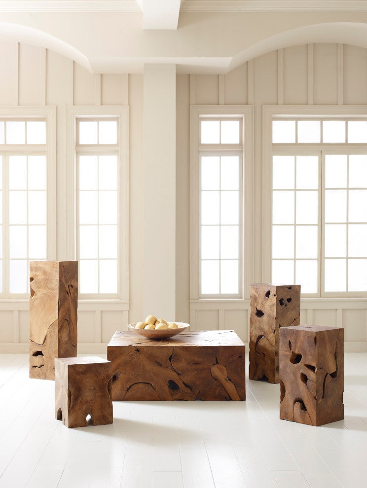 Teak Slice Pedestal, Square, Large