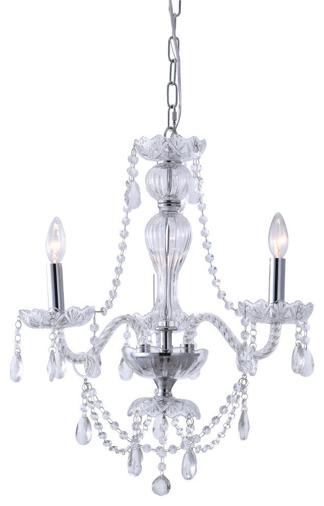 3-Light Crystal Chandelier with Chrome Finish