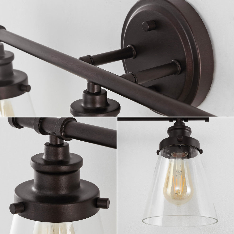 3-Light Traditional Vanity Light With Bathroom Hardware Accessory Set, 5-Piece